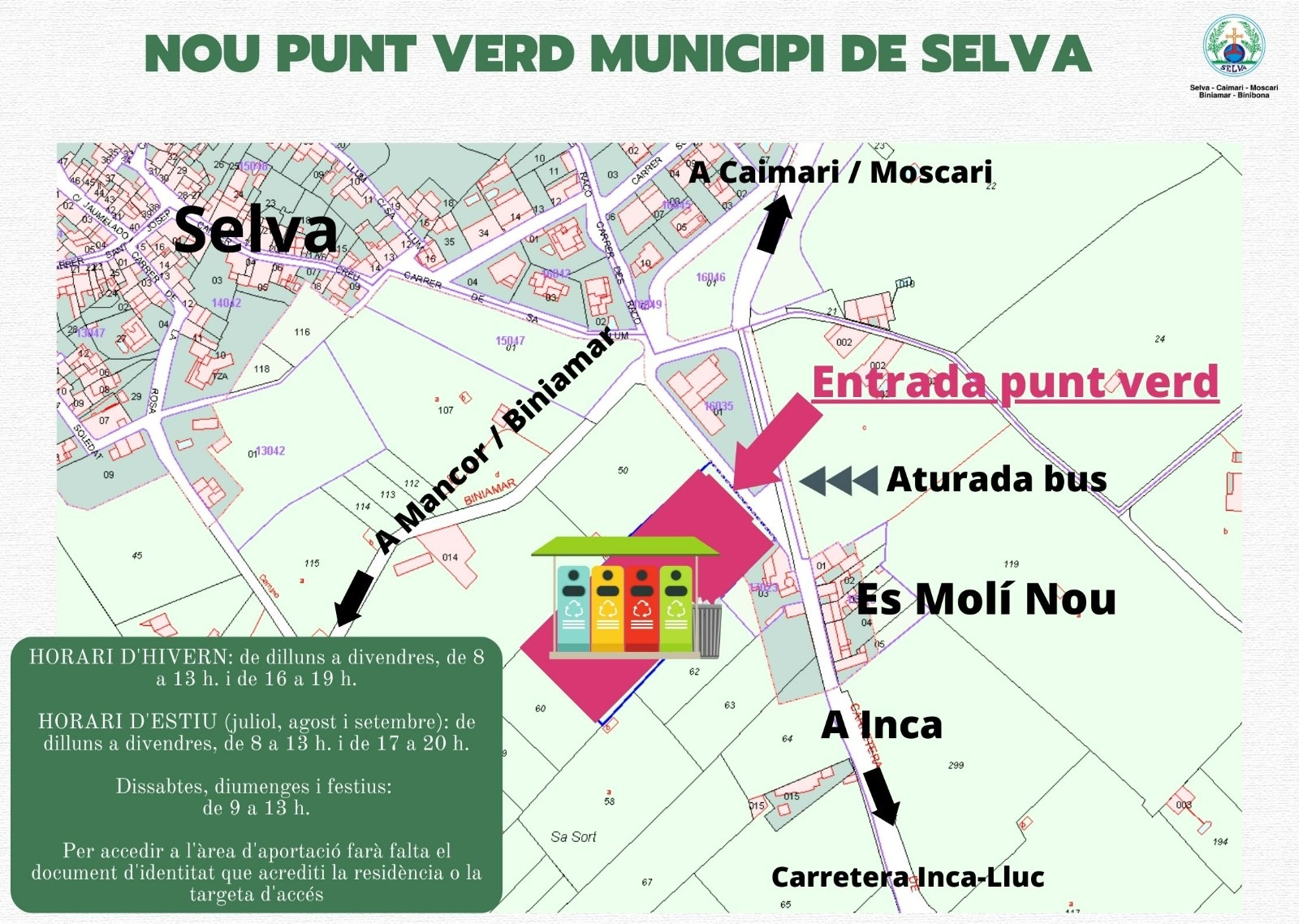 Horari estiu Punt Verd municipi de Selva