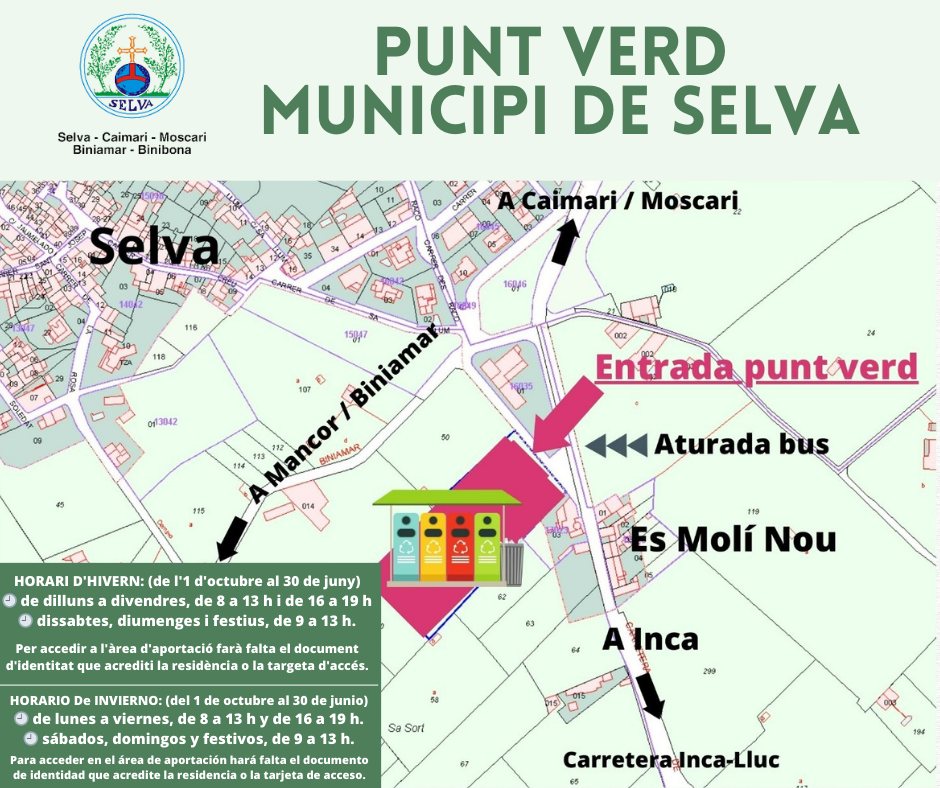 Horari hivern Punt Verd municipi de Selva