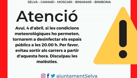 Informació sobre deinfecció d'espais públics