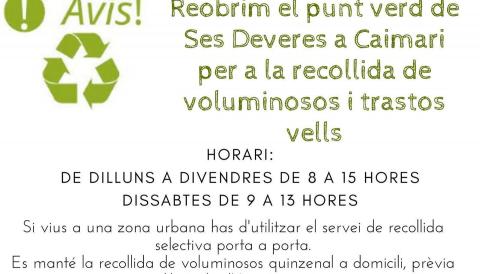 Punt verd de Ses Deveres a Caimari