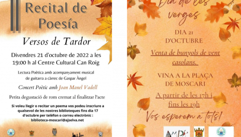 Portada Recital de poesia Versos de Tardor