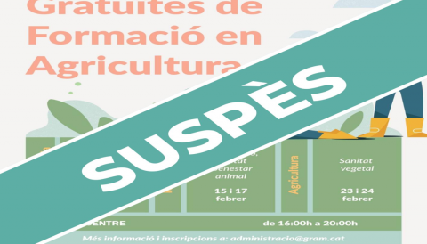 Portada Jornades gratuïtes de formació en agricultura. SUSPÈS!