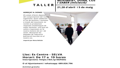 Portada Taller: Moviment, dona, cos i saber (Iniciació)