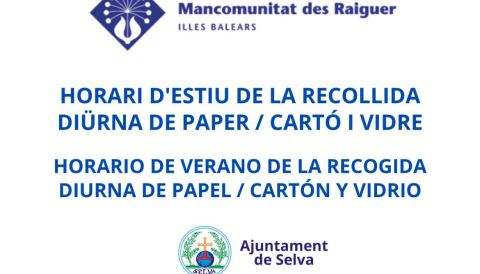 Portada Horari d'estiu de la recollida diürna de paper / cartó i vidre