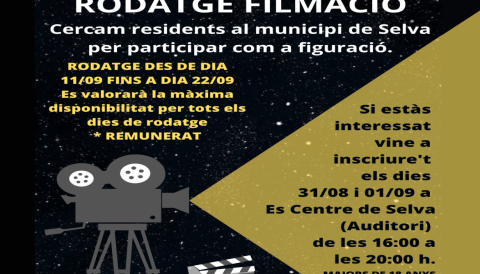 Portada Rodatge filmació