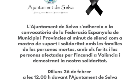 Portada Convocatòria com a mostra de suport i solidaritat amb les famílies de l’incendi a València