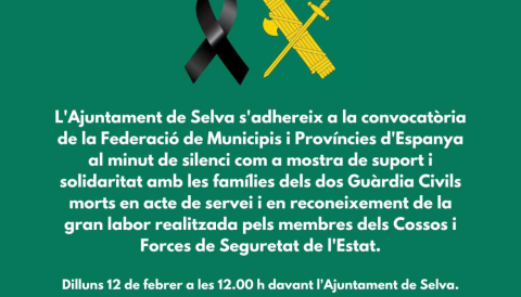 Portada minut de silenci com a mostra de suport i solidaritat amb les famílies dels dos Guàrdia Civils morts
