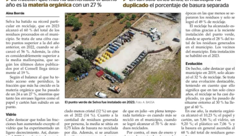Portada El reciclatge creix i ja arriba al 60%, quatre punts més que durant el 2022
