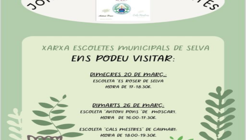 Portada Jornades de portes oberrtes - Escoletes municipals de Selva