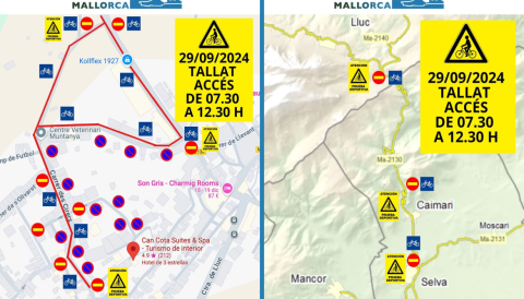 Portada Carretera tallada al trànsit: Ma-2130 (ambdós sentits)