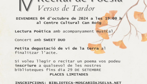 Portada IV Recital de poesia - Versos de tardor