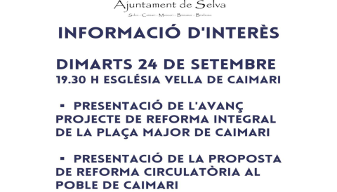 Portada Presentació de projecte i reforma a Caimari