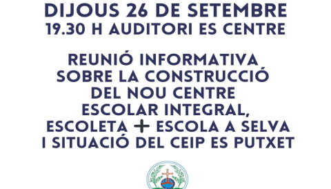 Portada Reunió informartiva sobre la construcció del nou centre escolar - Selva