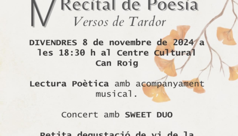 Portada IV Recital de Poesia Versos de Tardor - 8 de novembre