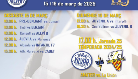 Portada Partits Xilvar C.E - 15 i 16 de març