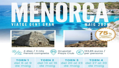 Portada Viatge Gent Gran a Menorca 2025