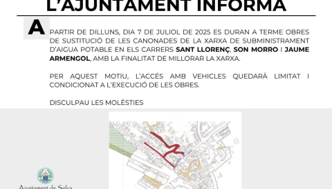 Portada Obres de substitució de les canonades de la xarxa d'aigua potable